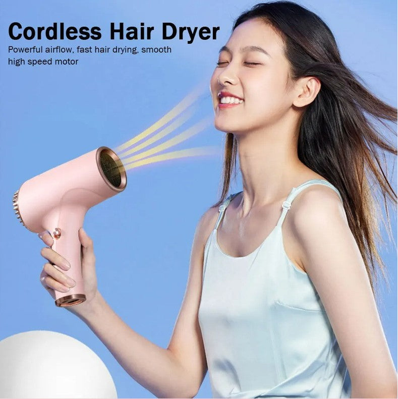 Cordless Blow Dryer Portable Hair Dryer 40/500W USB Rechargeable Powerful 2 Gears - Black_3