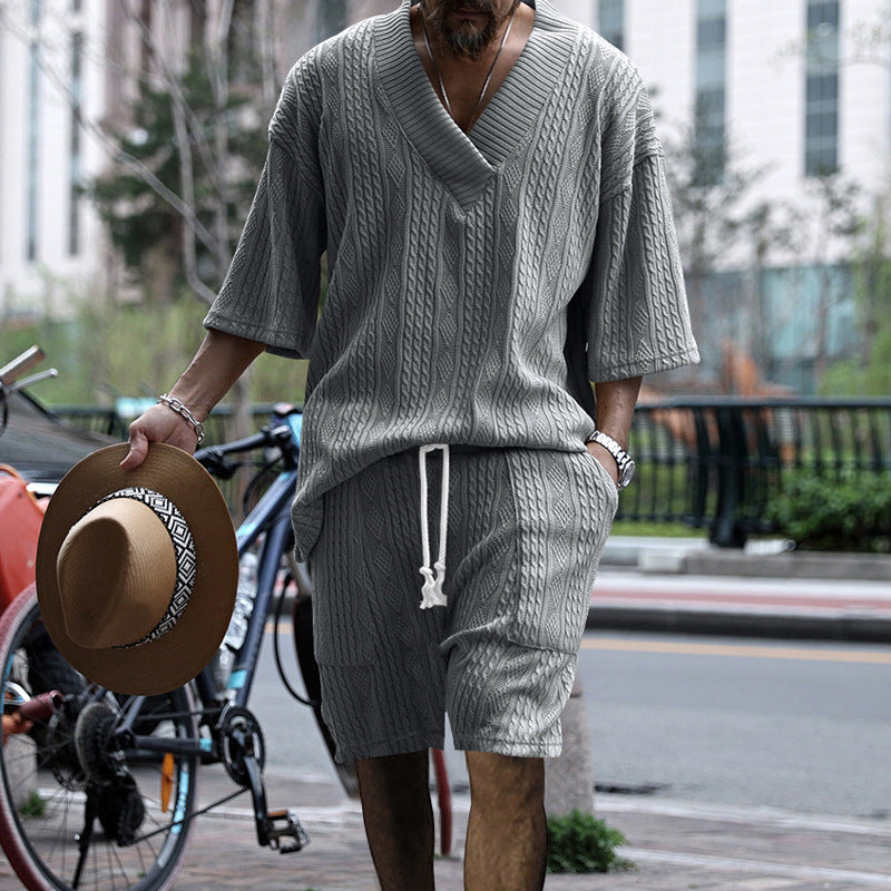 Men's Casual Loose Knitwear Short Suit