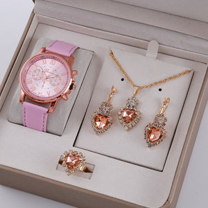 Luxurious Ladies' Graduated Belt Watch with Matching Jewelry Set