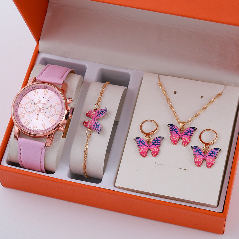 Luxurious Ladies' Graduated Belt Watch with Matching Jewelry Set